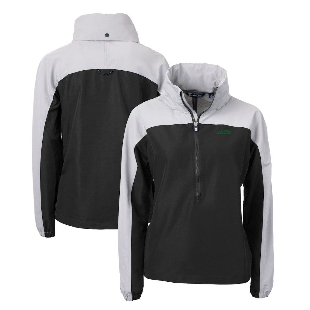 New York Jets Cutter & Buck Women's Primary Logo Charter Eco Recycled Half-Zip Hoodie Anorak Jacket - Black outlet