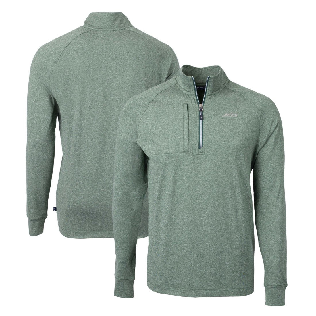 New York Jets Cutter & Buck Primary Logo Adapt Eco Knit Quarter-Zip Top - Heather Green online