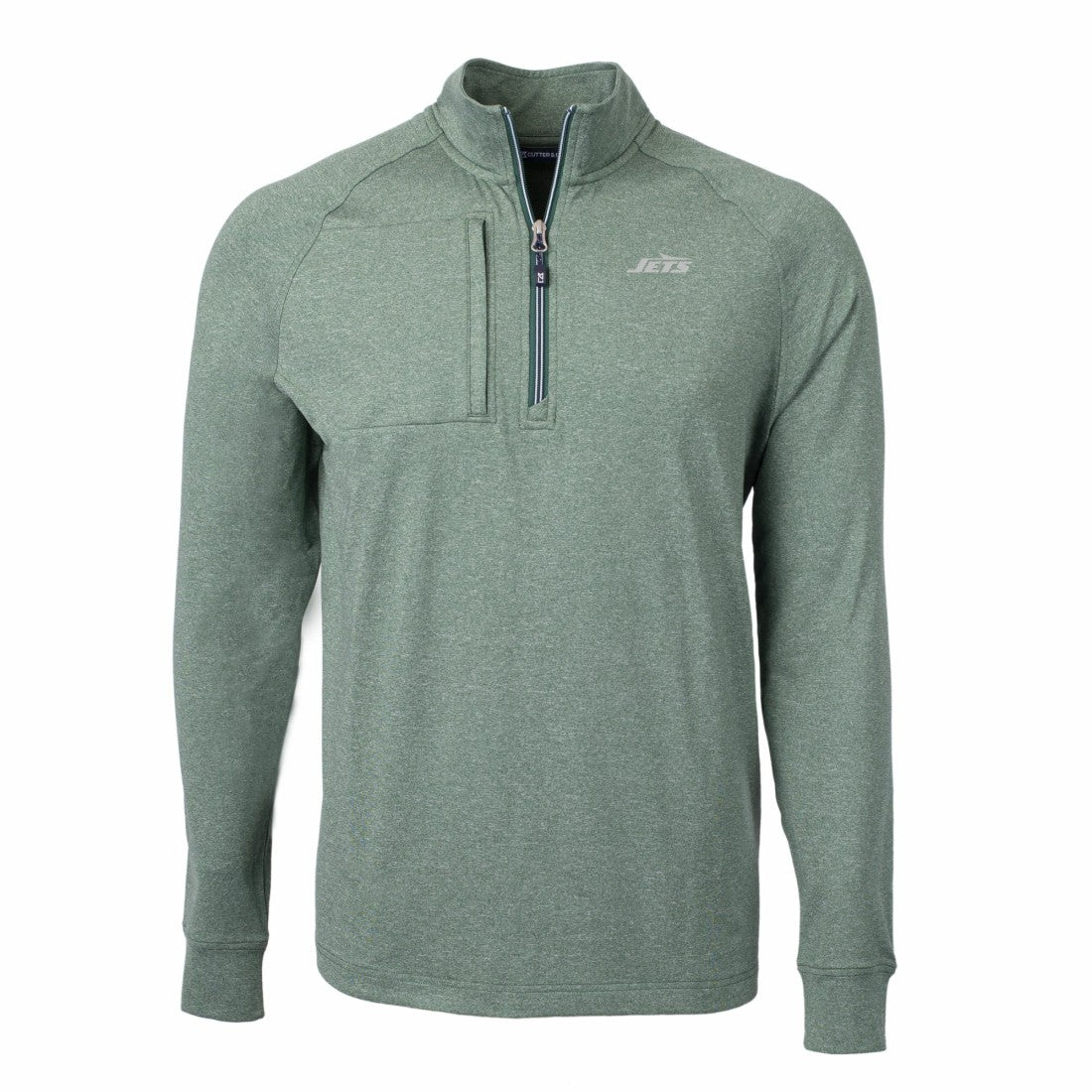 New York Jets Cutter & Buck Primary Logo Adapt Eco Knit Quarter-Zip Top - Heather Green online