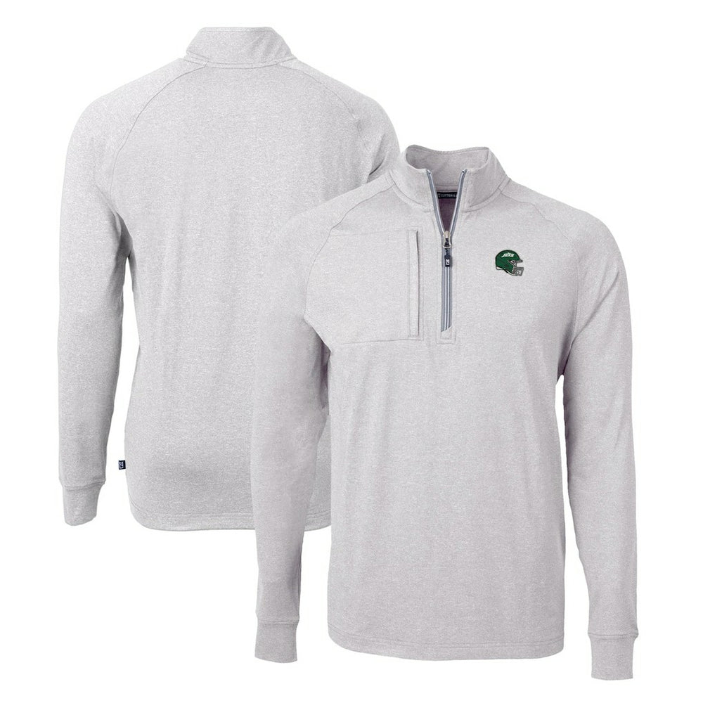 New York Jets Cutter & Buck Helmet Adapt Eco Knit Quarter-Zip Top - Heather Gray cheap