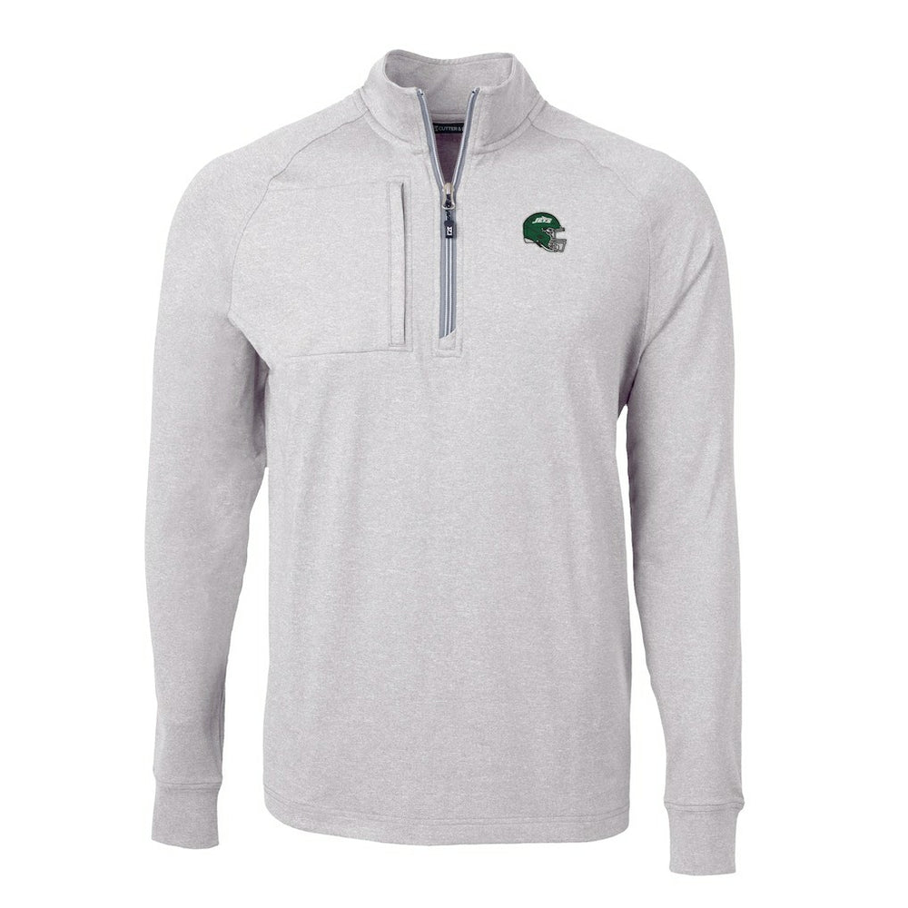 New York Jets Cutter & Buck Helmet Adapt Eco Knit Quarter-Zip Top - Heather Gray cheap