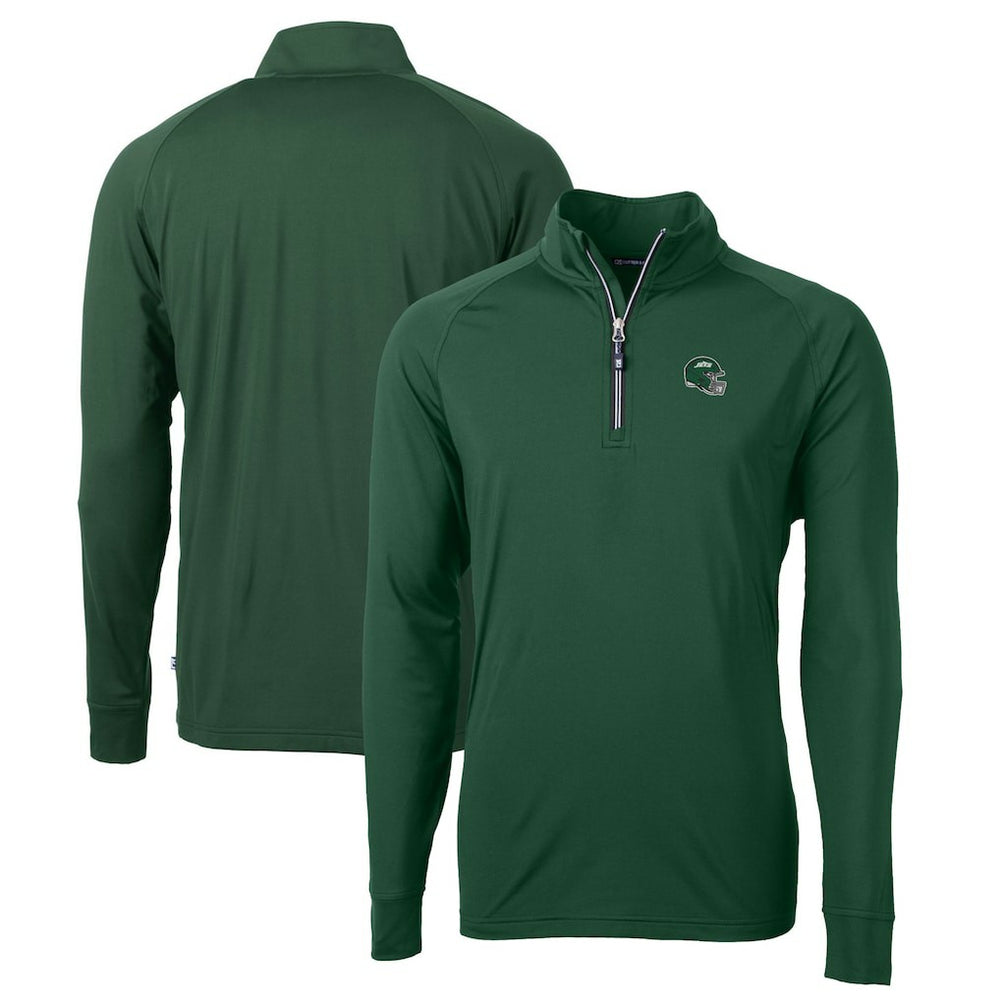 New York Jets Cutter & Buck Helmet Adapt Eco Knit Stretch Recycled Quarter-Zip Top - Hunter Green online