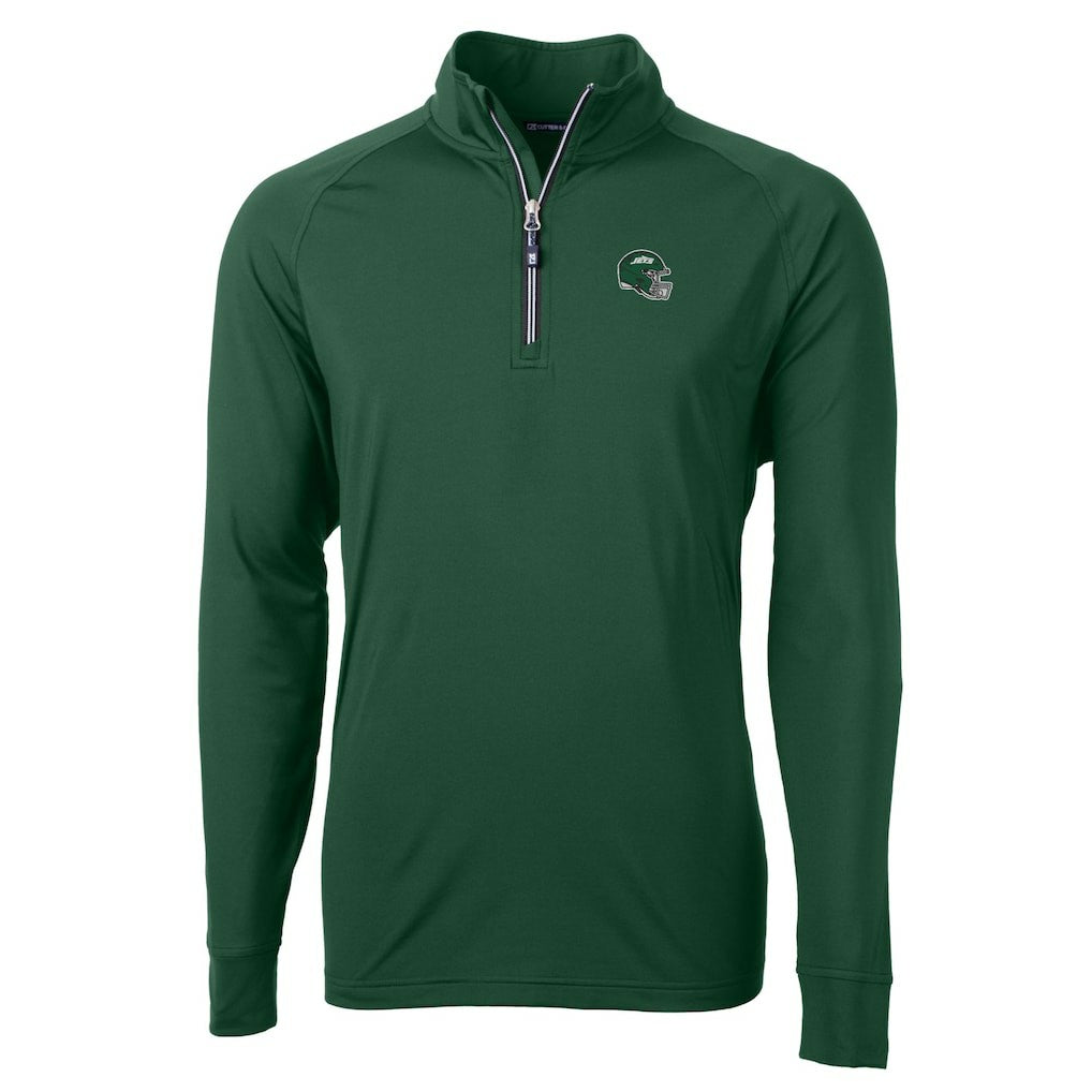New York Jets Cutter & Buck Helmet Adapt Eco Knit Stretch Recycled Quarter-Zip Top - Hunter Green online