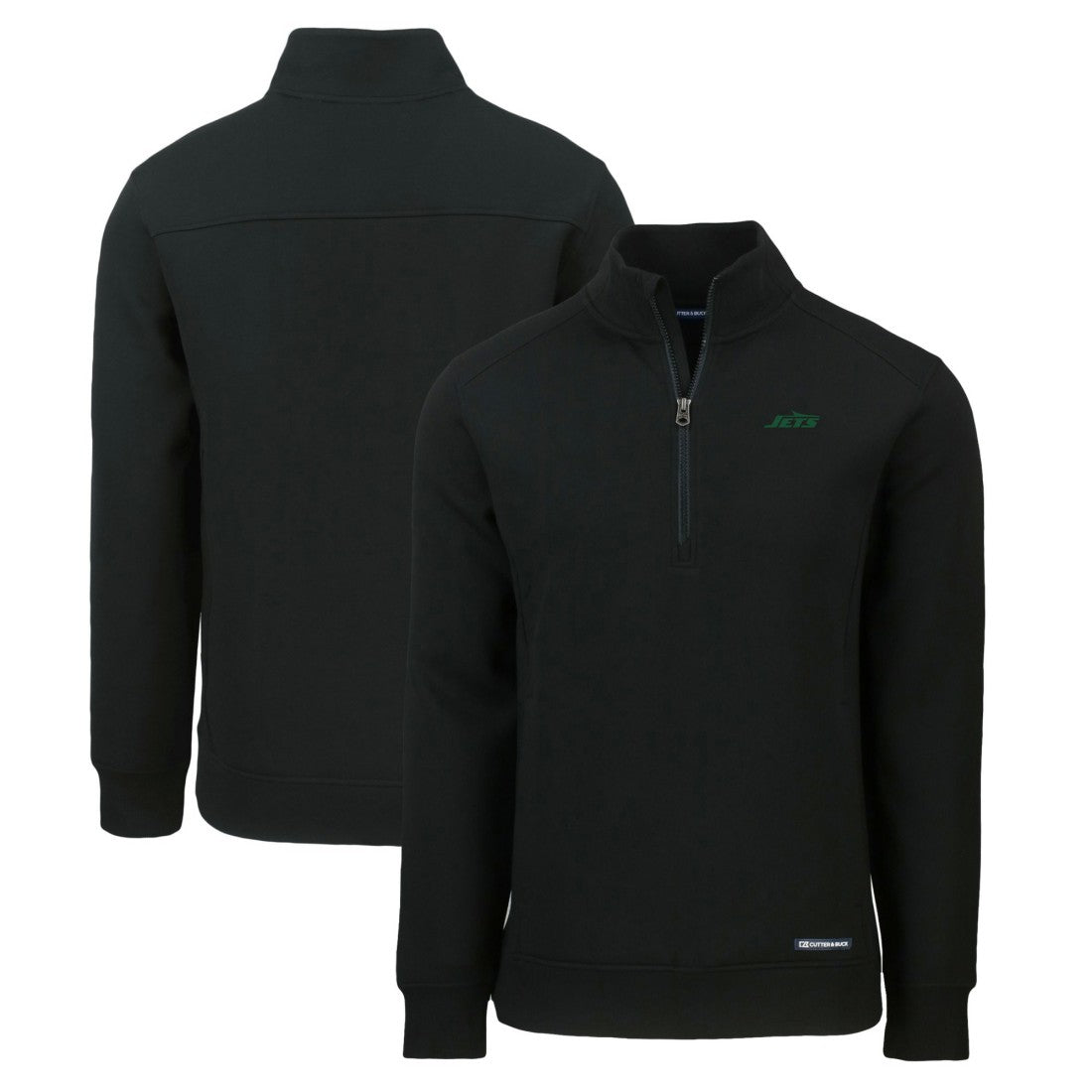 New York Jets Cutter & Buck Primary Logo Roam Eco Recycled Quarter-Zip Pullover Top - Black outlet