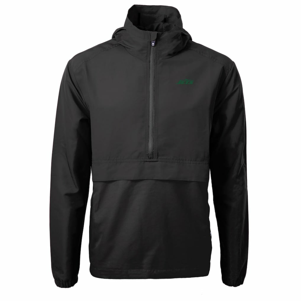 New York Jets Cutter & Buck Primary Logo Charter Eco Recycled Half-Zip Anorak Jacket - Black cheap