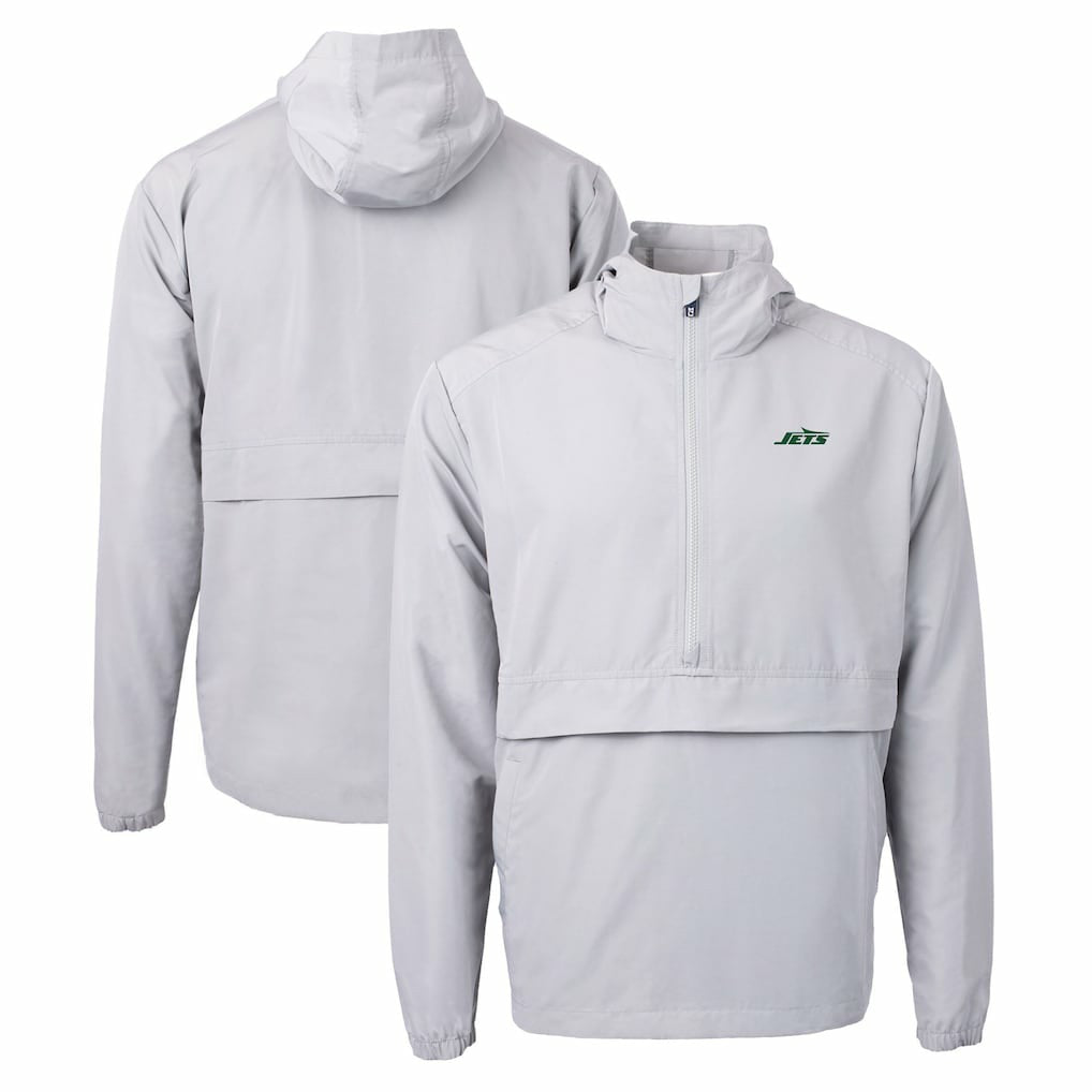 New York Jets Cutter & Buck Primary Logo Charter Eco Recycled Half-Zip Anorak Jacket - Gray outlet