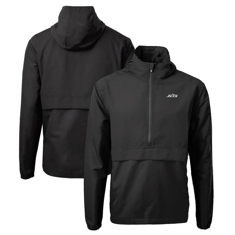 New York Jets Cutter & Buck Monochromatic Logo Charter Eco Recycled Half-Zip Anorak Jacket - Black online