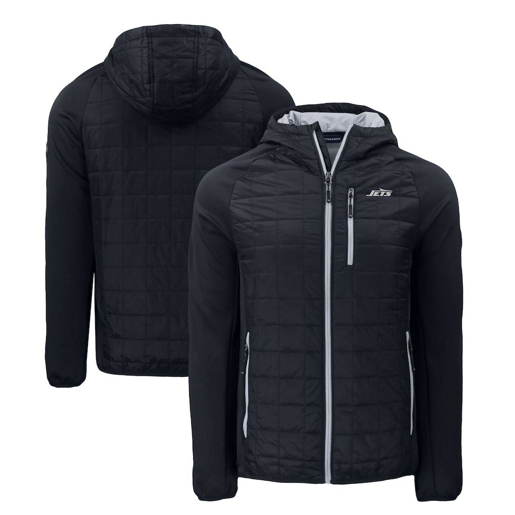 New York Jets Cutter & Buck Monochromatic Logo Rainier PrimaLoft Eco Full-Zip Hybrid Jacket - Black discount