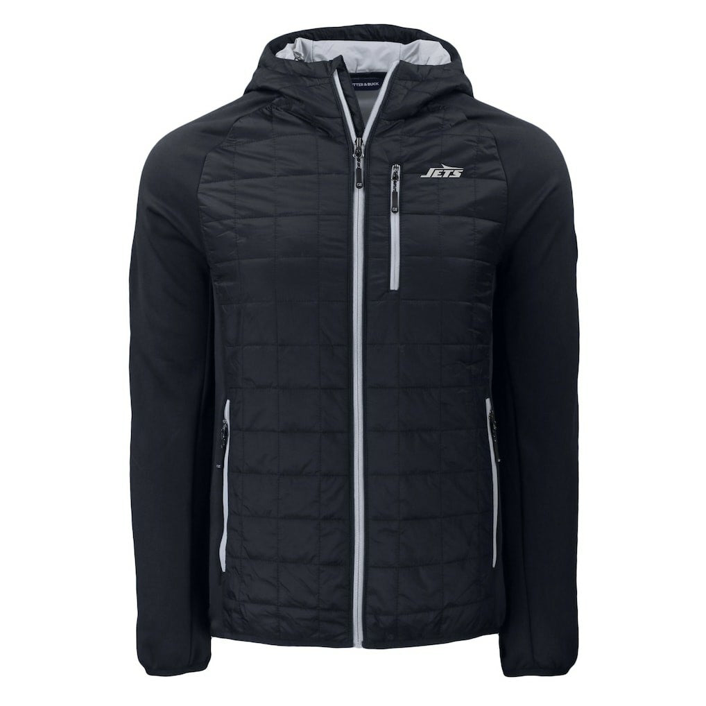 New York Jets Cutter & Buck Monochromatic Logo Rainier PrimaLoft Eco Full-Zip Hybrid Jacket - Black discount