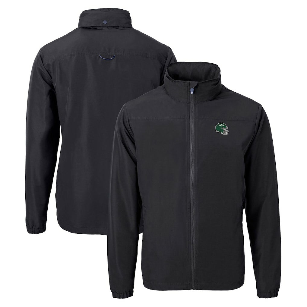 New York Jets Cutter & Buck Big & Tall Helmet Charter Eco Knit Recycled Full-Zip Jacket - Black cheap