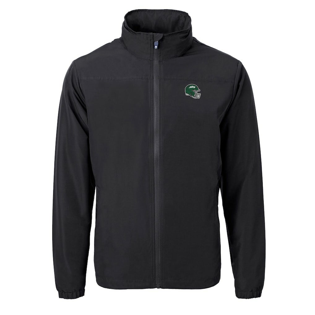New York Jets Cutter & Buck Big & Tall Helmet Charter Eco Knit Recycled Full-Zip Jacket - Black cheap