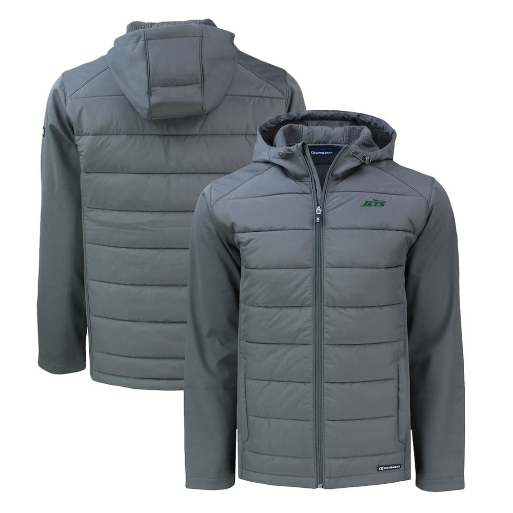 New York Jets Cutter & Buck Big & Tall Primary Logo Evoke Hybrid Eco Softshell Recycled Full-Zip Hoodie Jacket - Gray cheap