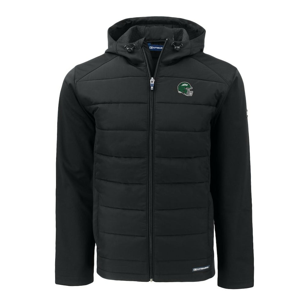 New York Jets Cutter & Buck Big & Tall Helmet Evoke Hybrid Eco Softshell Recycled Full-Zip Hoodie Jacket - Black sale