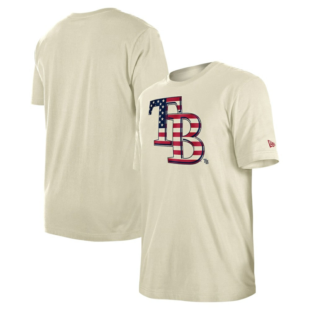 Tampa Bay Rays Americana Flag Fill T-Shirt - Cream | New Era