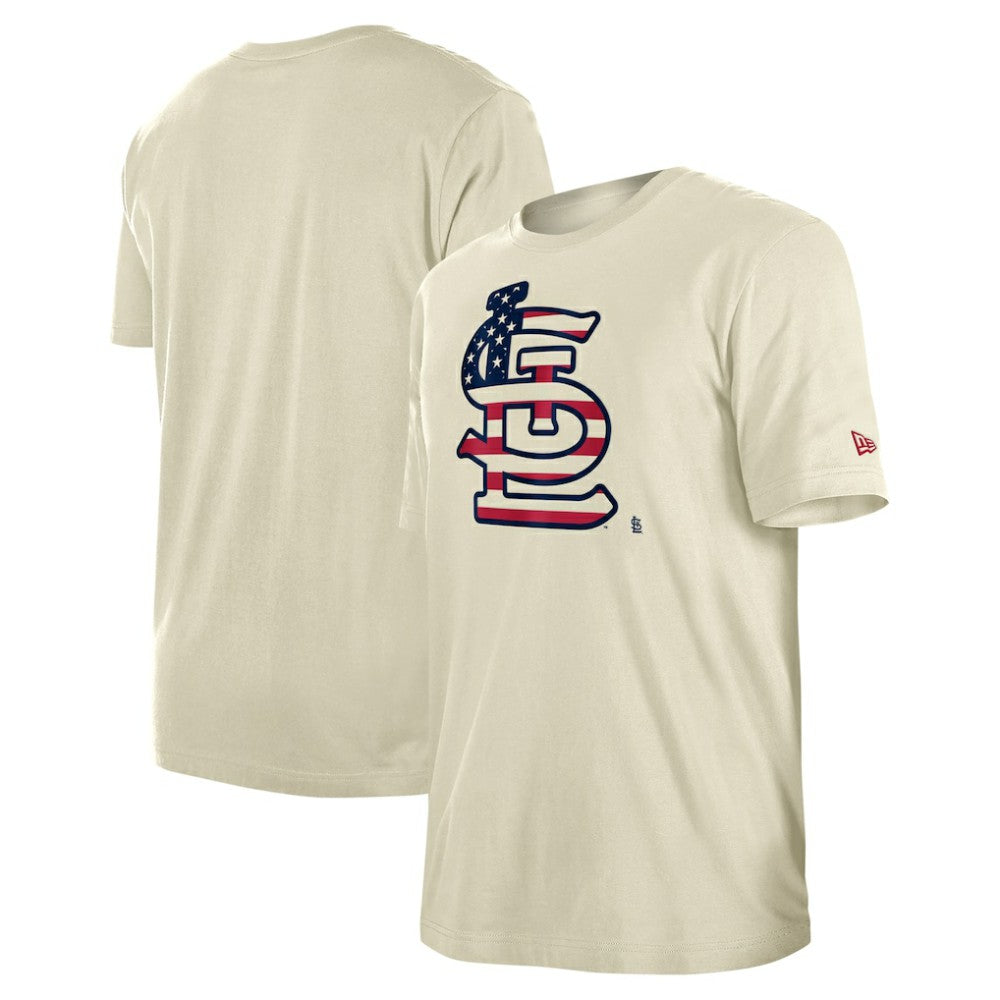 St. Louis Cardinals Americana Flag Fill T-Shirt - Cream | New Era