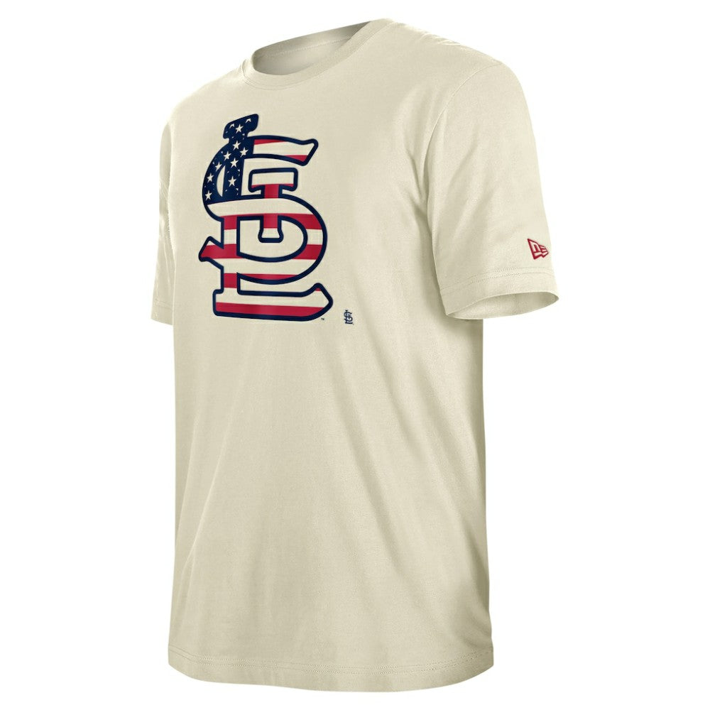 St. Louis Cardinals Americana Flag Fill T-Shirt - Cream | New Era