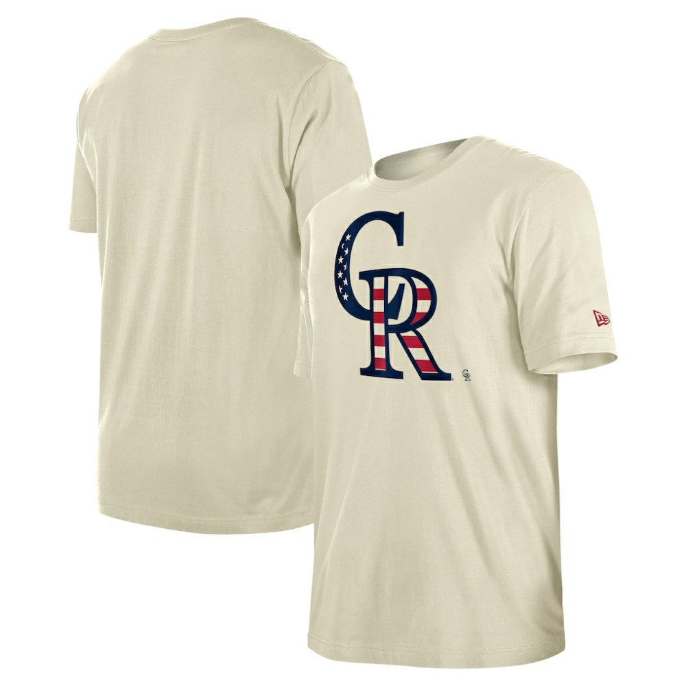 Colorado Rockies Americana Flag Fill T-Shirt - Cream | New Era