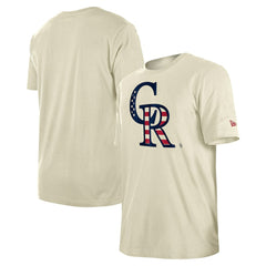 Colorado Rockies Americana Flag Fill T-Shirt - Cream | New Era