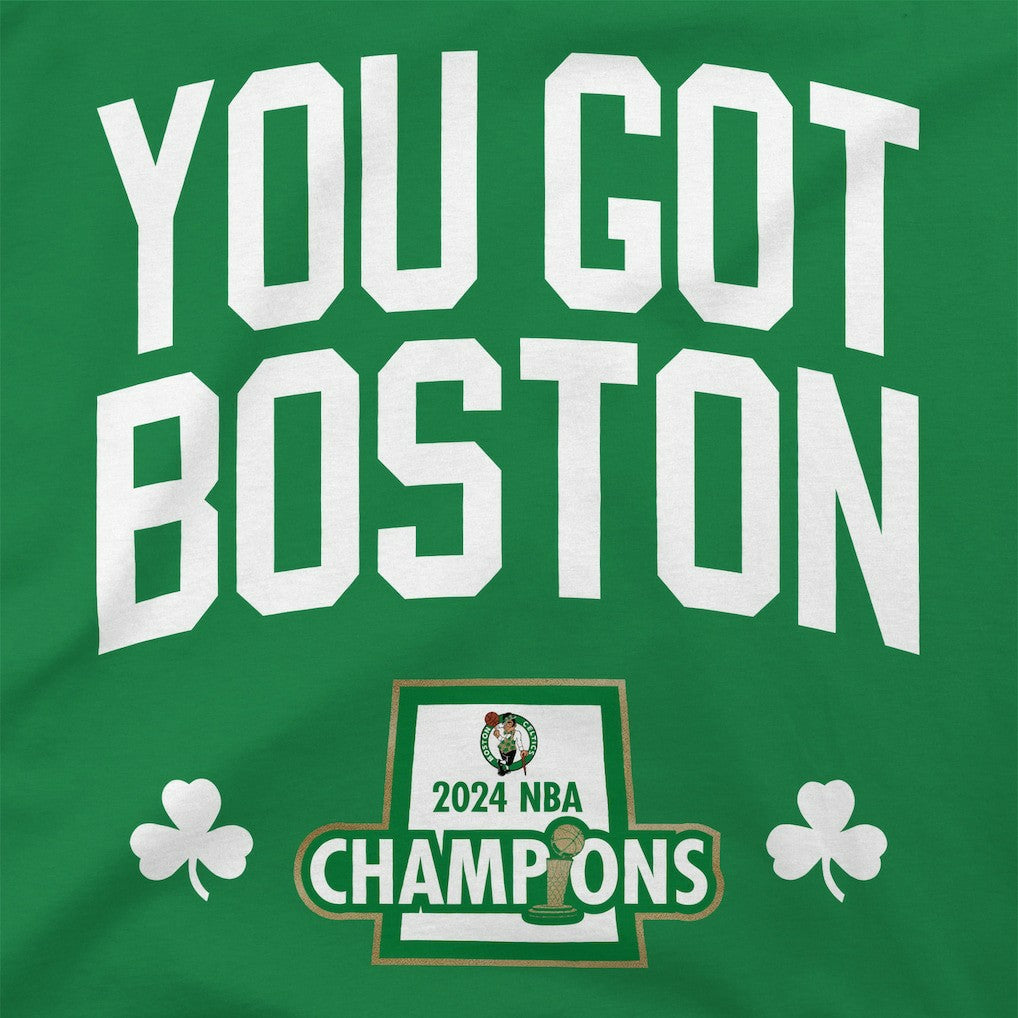 Boston Celtics Stadium Essentials 2024 NBA Finals Champions 18 Banners T-Shirt - Kelly Green discount