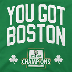 Boston Celtics Stadium Essentials 2024 NBA Finals Champions 18 Banners T-Shirt - Kelly Green discount