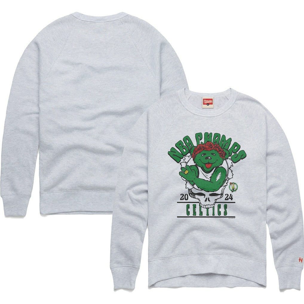 Boston Celtics Homage Unisex 2024 NBA Finals Champions Grateful Dead Tri-Blend Pullover Sweatshirt - Ash discount