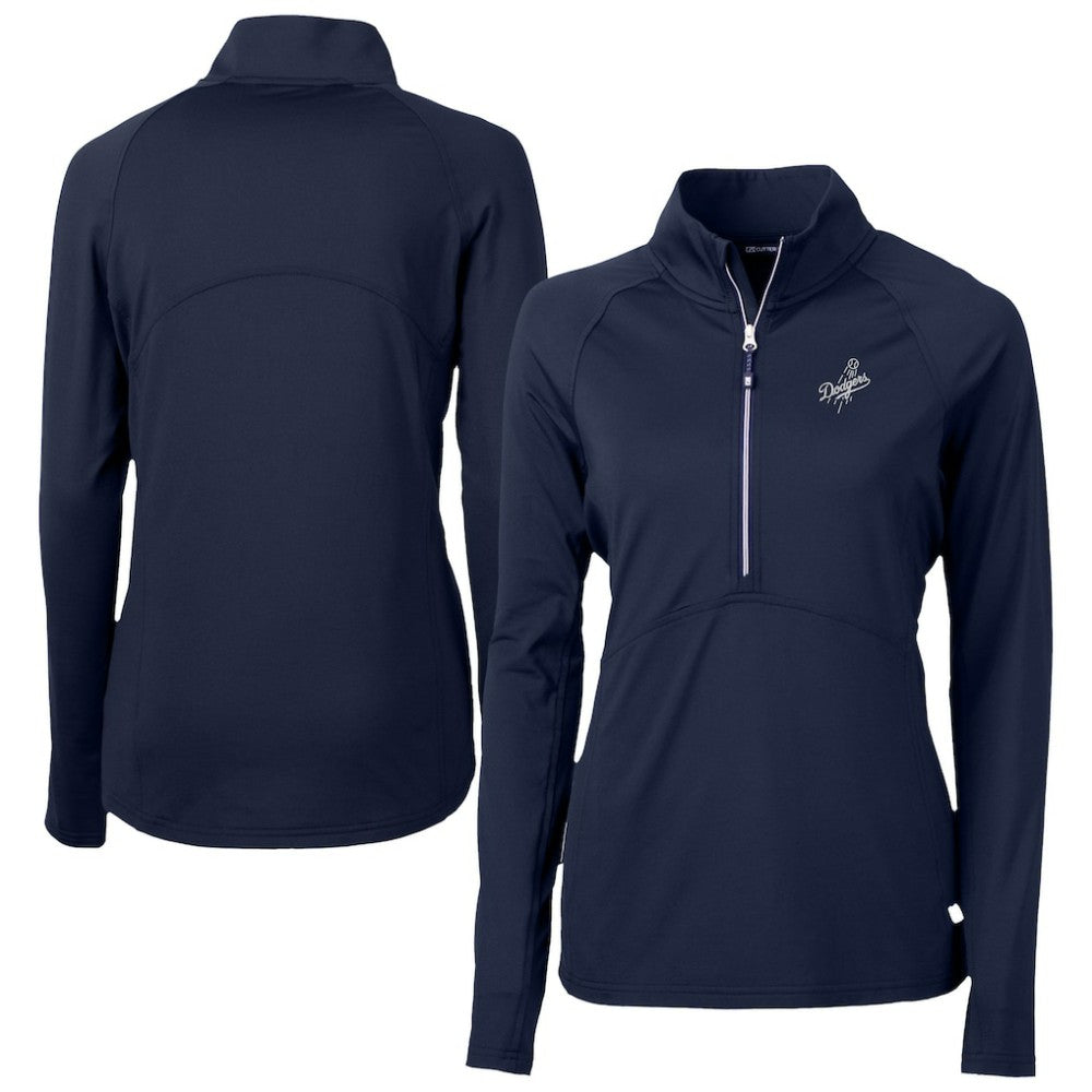 Los Angeles Dodgers Cutter & Buck Women's Adapt Eco Knit Stretch Recycled Half-Zip DryTec Top - Navy