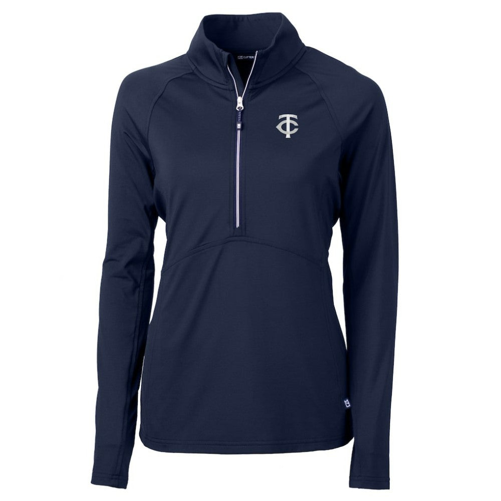 Minnesota Twins Cutter & Buck Women's Adapt Eco Knit Stretch Recycled Half-Zip DryTec Top - Navy