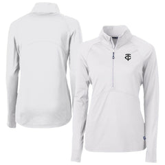 Minnesota Twins Cutter & Buck Women's Adapt Eco Knit Stretch Recycled Half-Zip DryTec Top - White