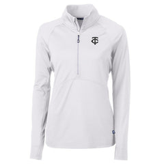 Minnesota Twins Cutter & Buck Women's Adapt Eco Knit Stretch Recycled Half-Zip DryTec Top - White