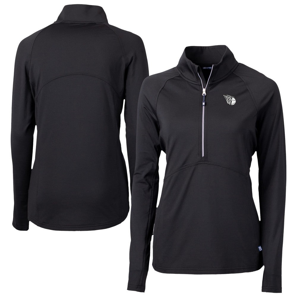 Cleveland Guardians Cutter & Buck Women's Adapt Eco Knit Stretch Recycled Half-Zip DryTec Top - Black