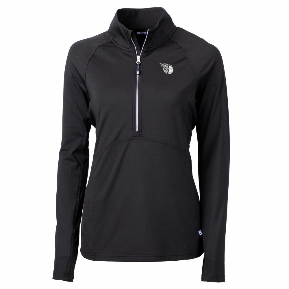Cleveland Guardians Cutter & Buck Women's Adapt Eco Knit Stretch Recycled Half-Zip DryTec Top - Black