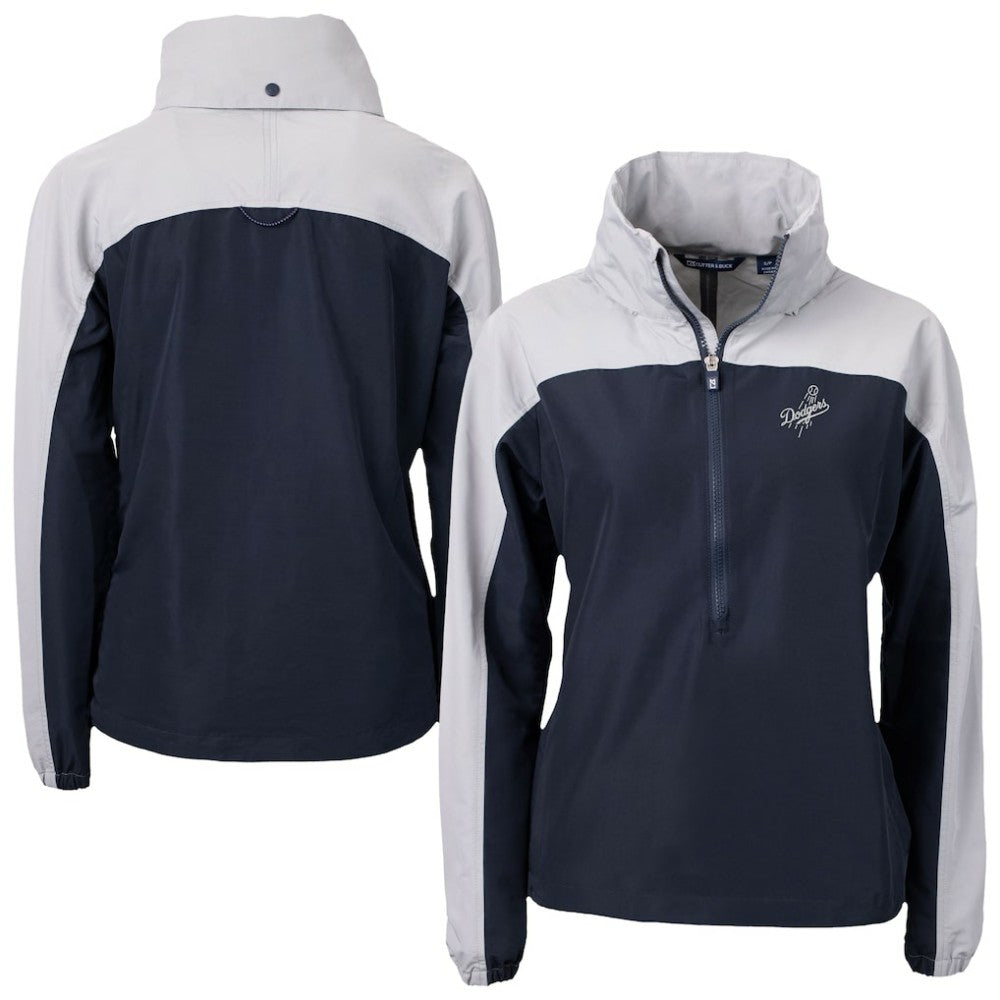 Los Angeles Dodgers Cutter & Buck Women's Charter Eco Recycled Half-Zip Anorak Jacket - Navy/Gray