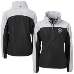 New York Mets Cutter & Buck Women's Charter Eco Recycled Half-Zip Anorak Jacket - Black/Gray