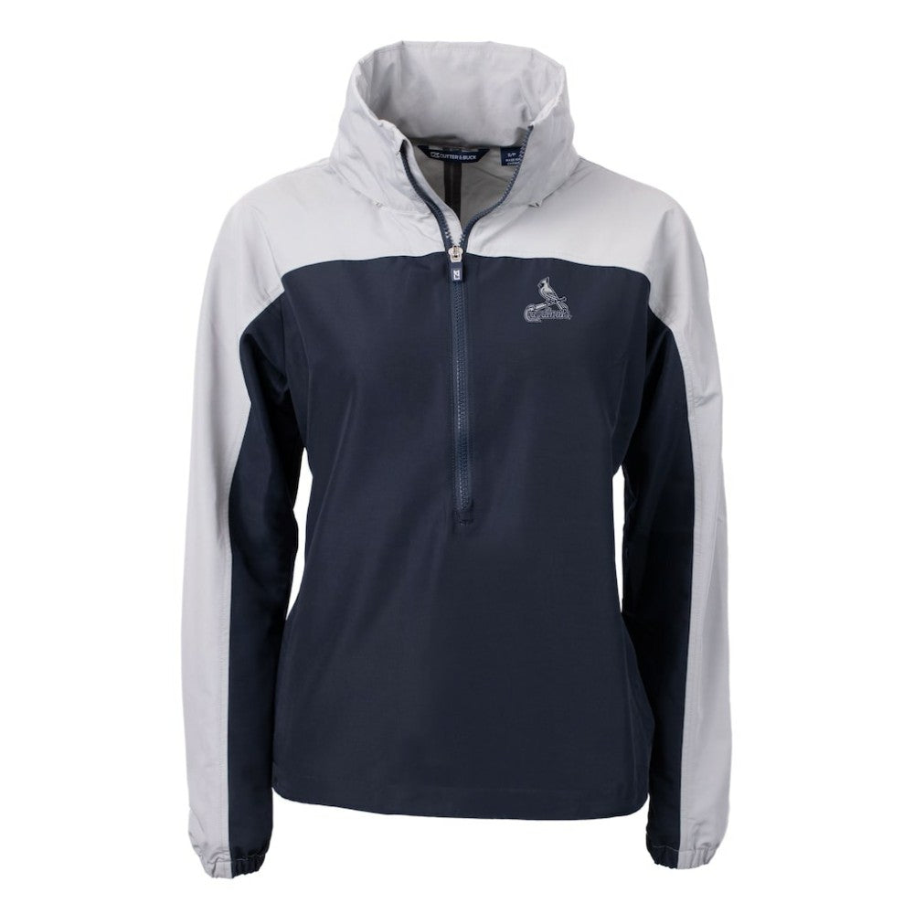 St. Louis Cardinals Cutter & Buck Women's Charter Eco Recycled Half-Zip Anorak Jacket - Navy/Gray