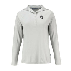 San Diego Padres Cutter & Buck Women's Coastline Epic Comfort Eco Recycled Raglan Long Sleeve Hoodie T-Shirt - Gray