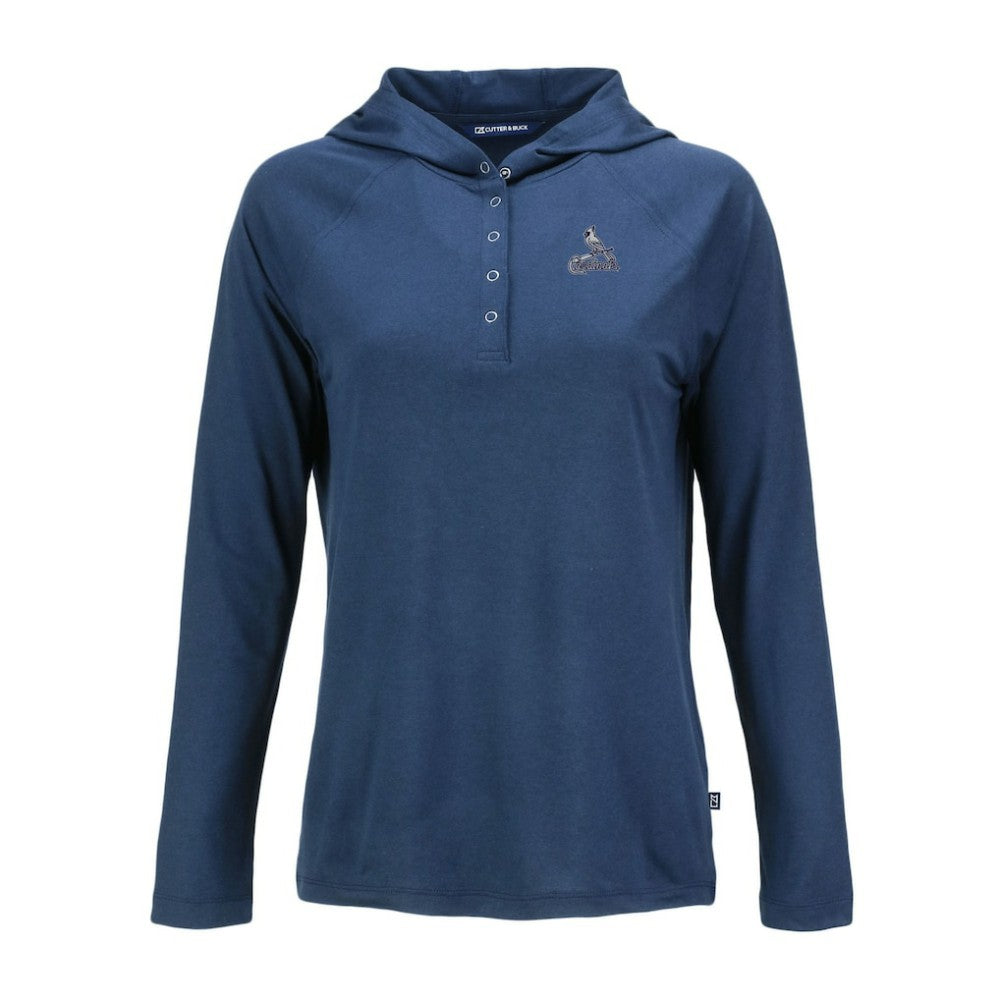 St. Louis Cardinals Cutter & Buck Women's Coastline Epic Comfort Eco Recycled Raglan Long Sleeve Hoodie T-Shirt - Navy