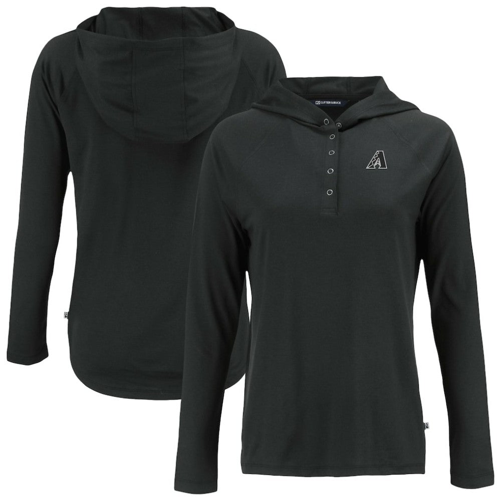 Arizona Diamondbacks Cutter & Buck Women's Coastline Epic Comfort Eco Recycled Raglan Long Sleeve Hoodie T-Shirt - Black