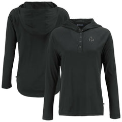 Boston Red Sox Cutter & Buck Women's Coastline Epic Comfort Eco Recycled Raglan Long Sleeve Hoodie T-Shirt - Black
