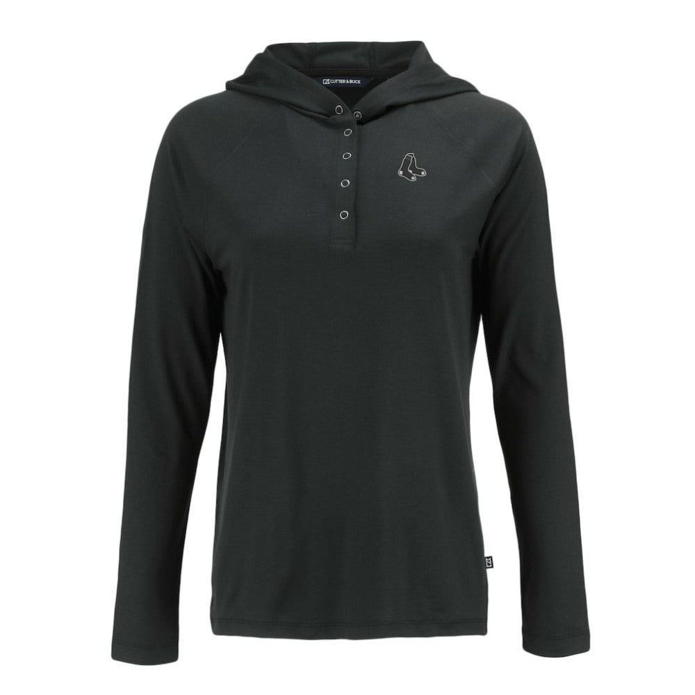 Boston Red Sox Cutter & Buck Women's Coastline Epic Comfort Eco Recycled Raglan Long Sleeve Hoodie T-Shirt - Black