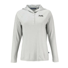 Atlanta Braves Cutter & Buck Women's Coastline Epic Comfort Eco Recycled Raglan Long Sleeve Hoodie T-Shirt - Gray