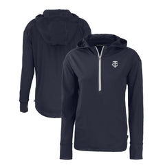 Minnesota Twins Cutter & Buck Women's Daybreak Eco Recycled Half-Zip Hoodie - Navy