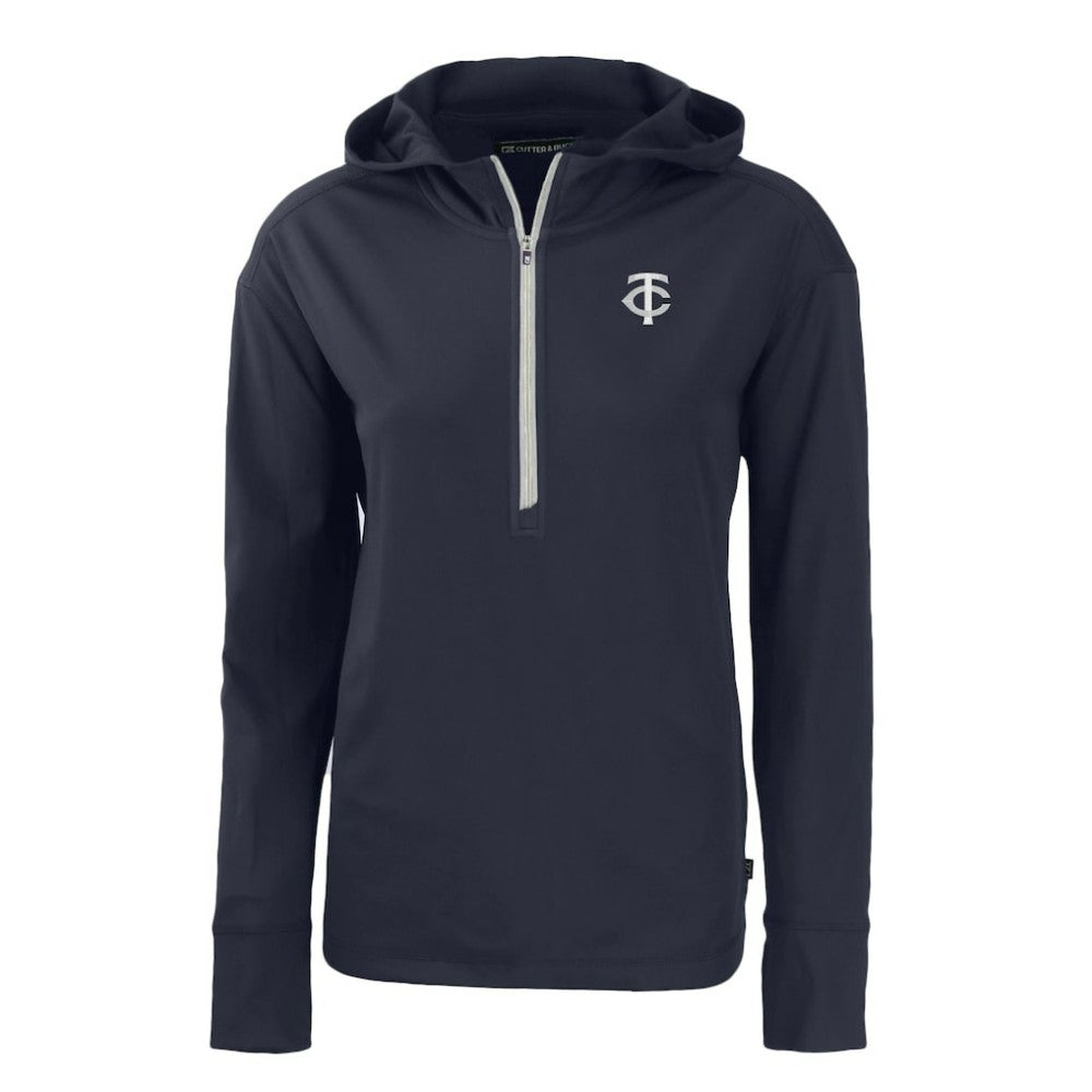 Minnesota Twins Cutter & Buck Women's Daybreak Eco Recycled Half-Zip Hoodie - Navy