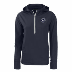 New York Mets Cutter & Buck Women's Daybreak Eco Recycled Half-Zip Hoodie - Navy