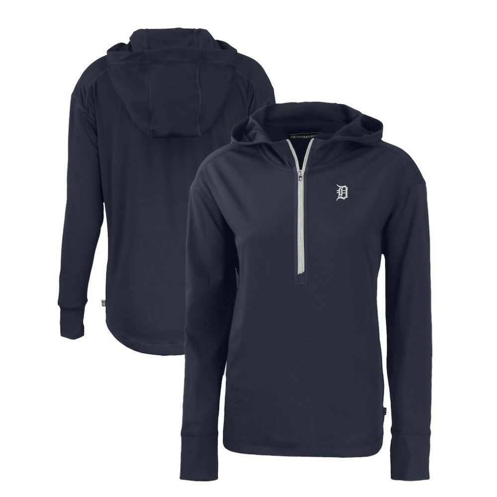 Detroit Tigers Cutter & Buck Women's Daybreak Eco Recycled Half-Zip Hoodie - Navy