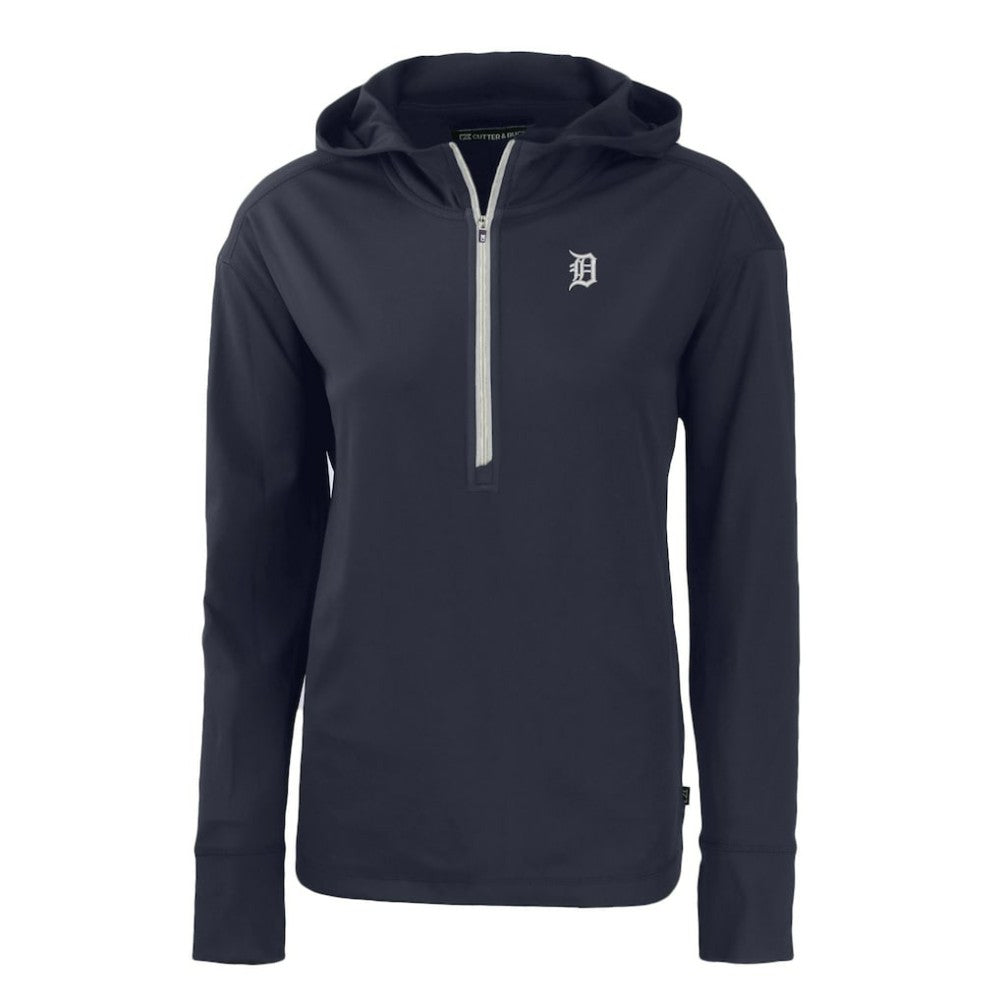 Detroit Tigers Cutter & Buck Women's Daybreak Eco Recycled Half-Zip Hoodie - Navy