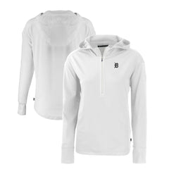 Detroit Tigers Cutter & Buck Women's Daybreak Eco Recycled Half-Zip Hoodie - White
