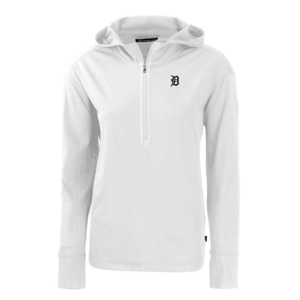 Detroit Tigers Cutter & Buck Women's Daybreak Eco Recycled Half-Zip Hoodie - White