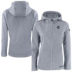 Minnesota Twins Cutter & Buck Women's Evoke Eco Softshell Recycled Full-Zip Hoodie Jacket - Gray