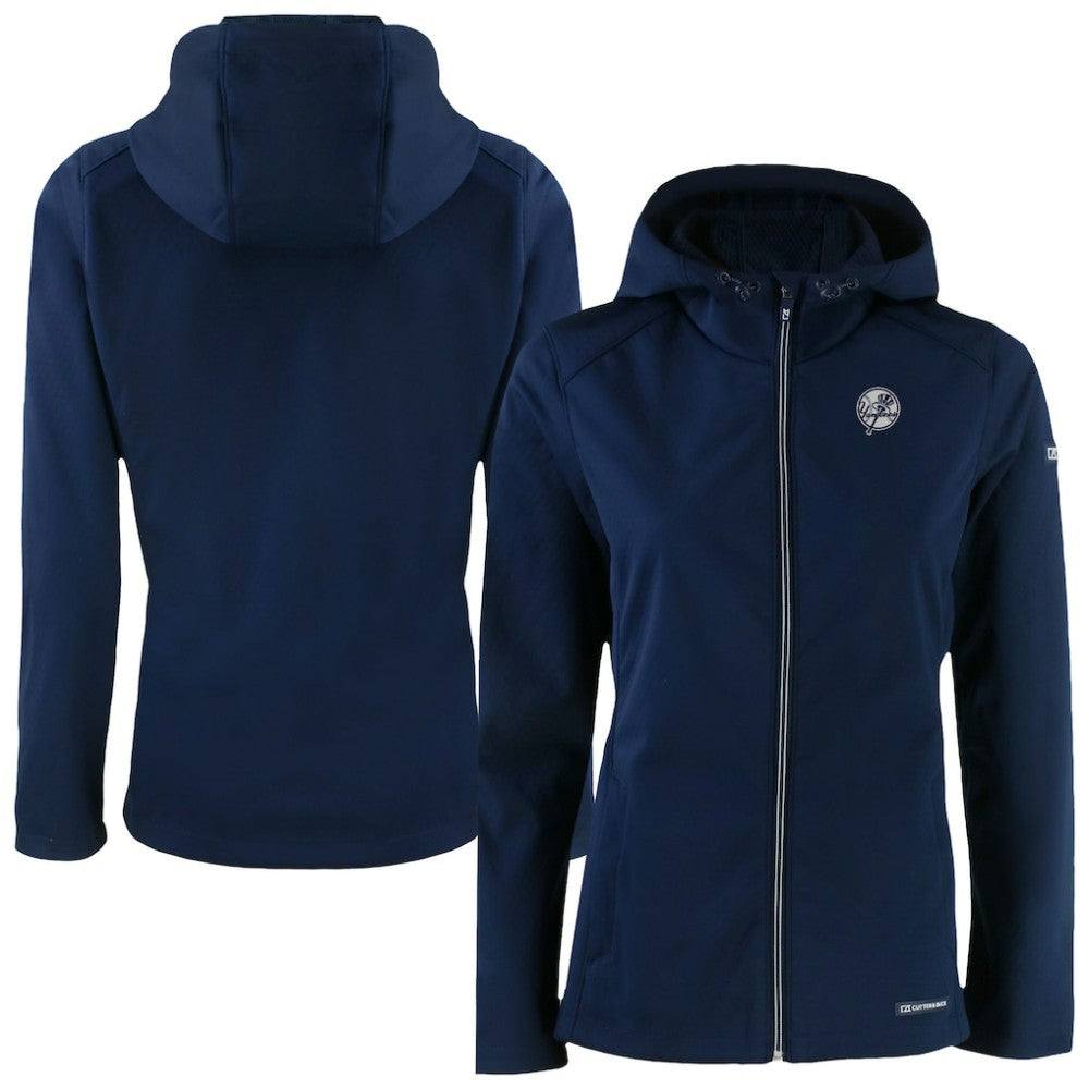 New York Yankees Cutter & Buck Women's Evoke Eco Softshell Recycled Full-Zip Hoodie Jacket - Navy