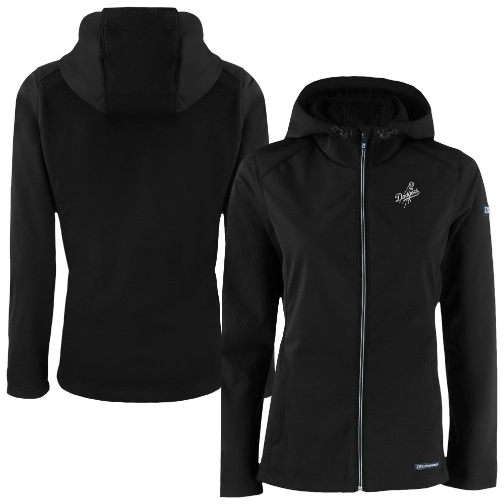 Los Angeles Dodgers Cutter & Buck Women's Evoke Eco Softshell Recycled Full-Zip Hoodie Jacket - Black